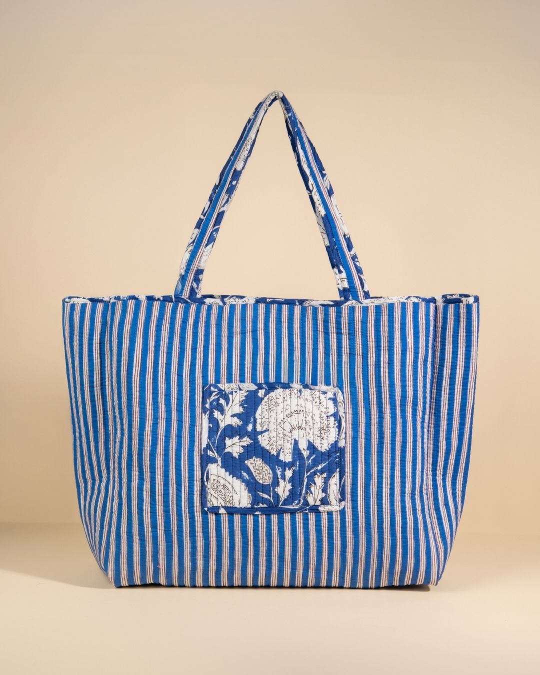 Sac Cabas réversible Deepa Bleu Imperial Floral