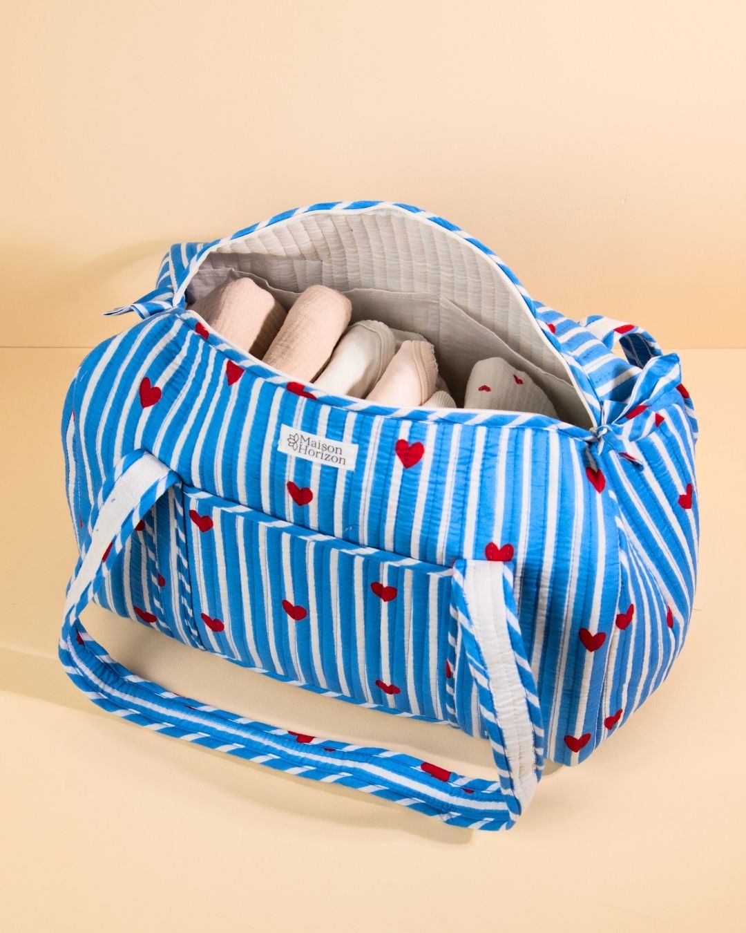 Sac à langer Sunee coeurs bleu