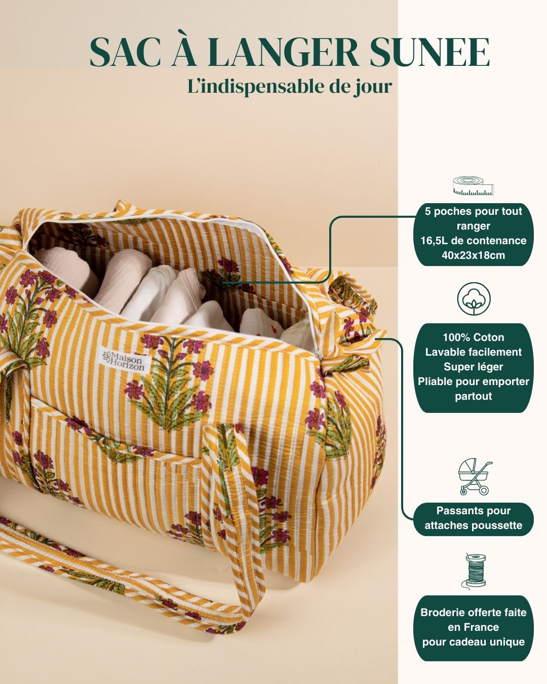 Sac à langer Sunee gardenia