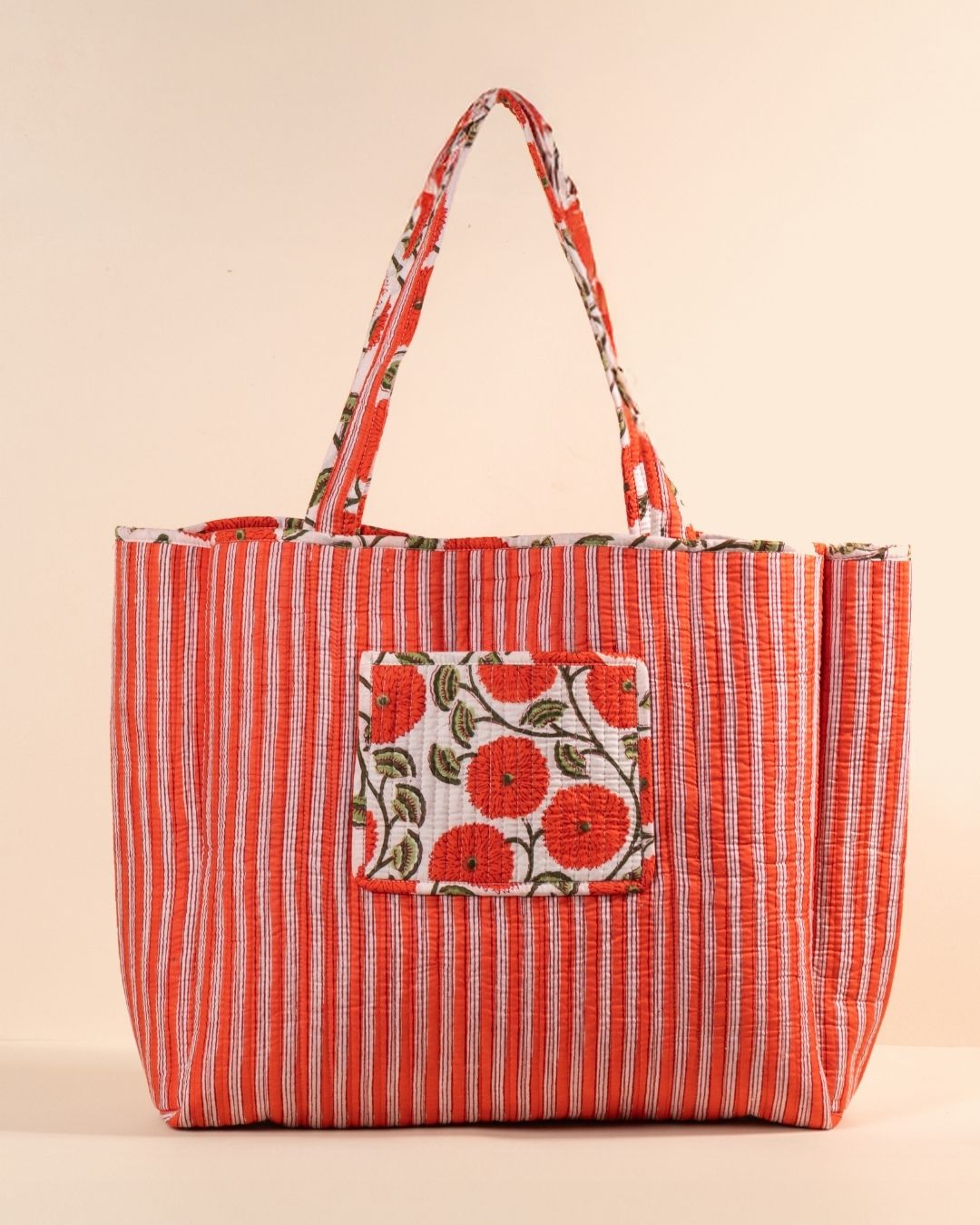 Sac Cabas réversible Deepa Corail Floral
