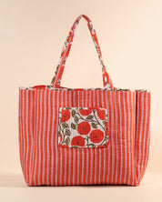 Sac Cabas réversible Deepa Corail Floral
