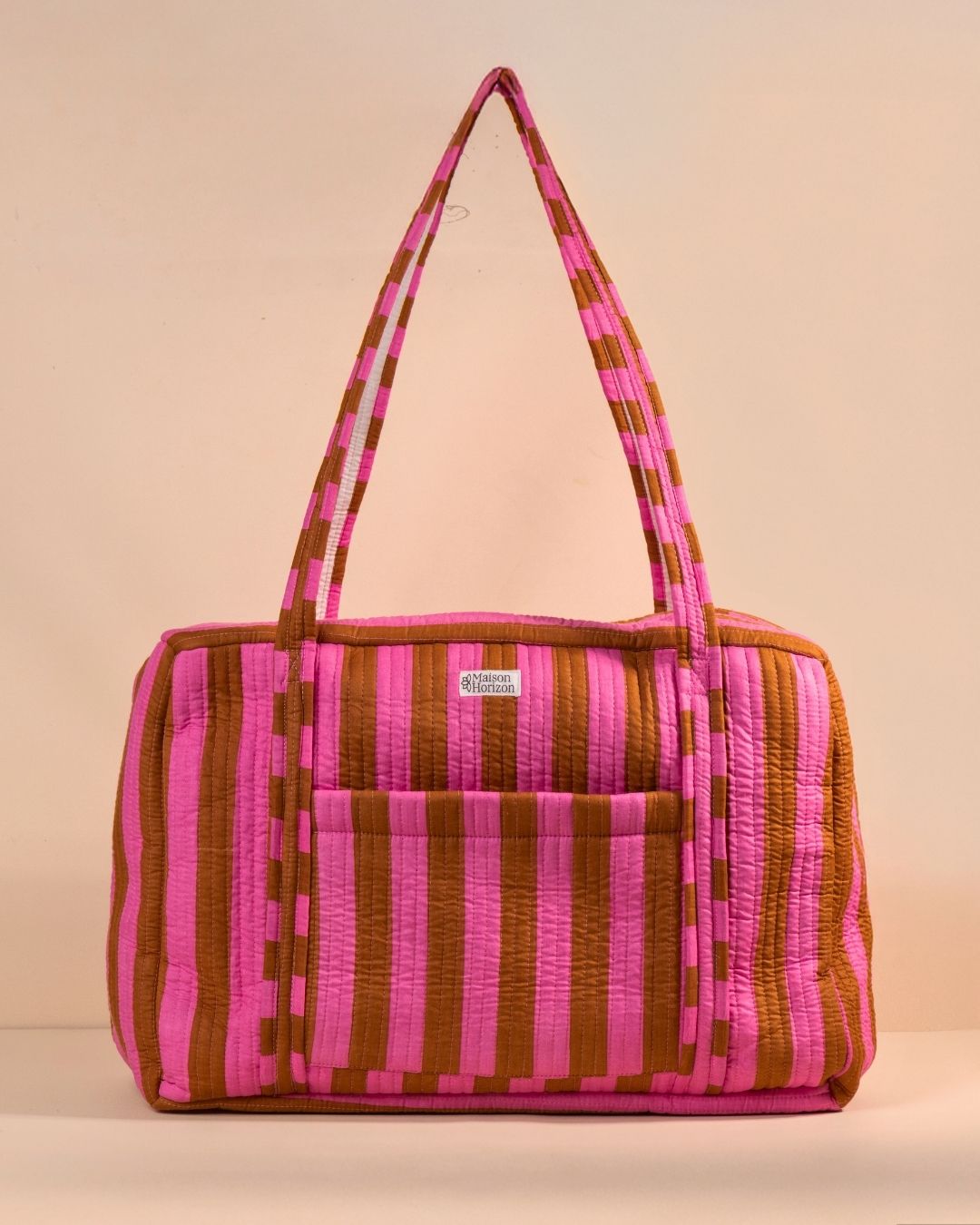 Sac Week-end ou à langer Lola Rayé Rose Mocha