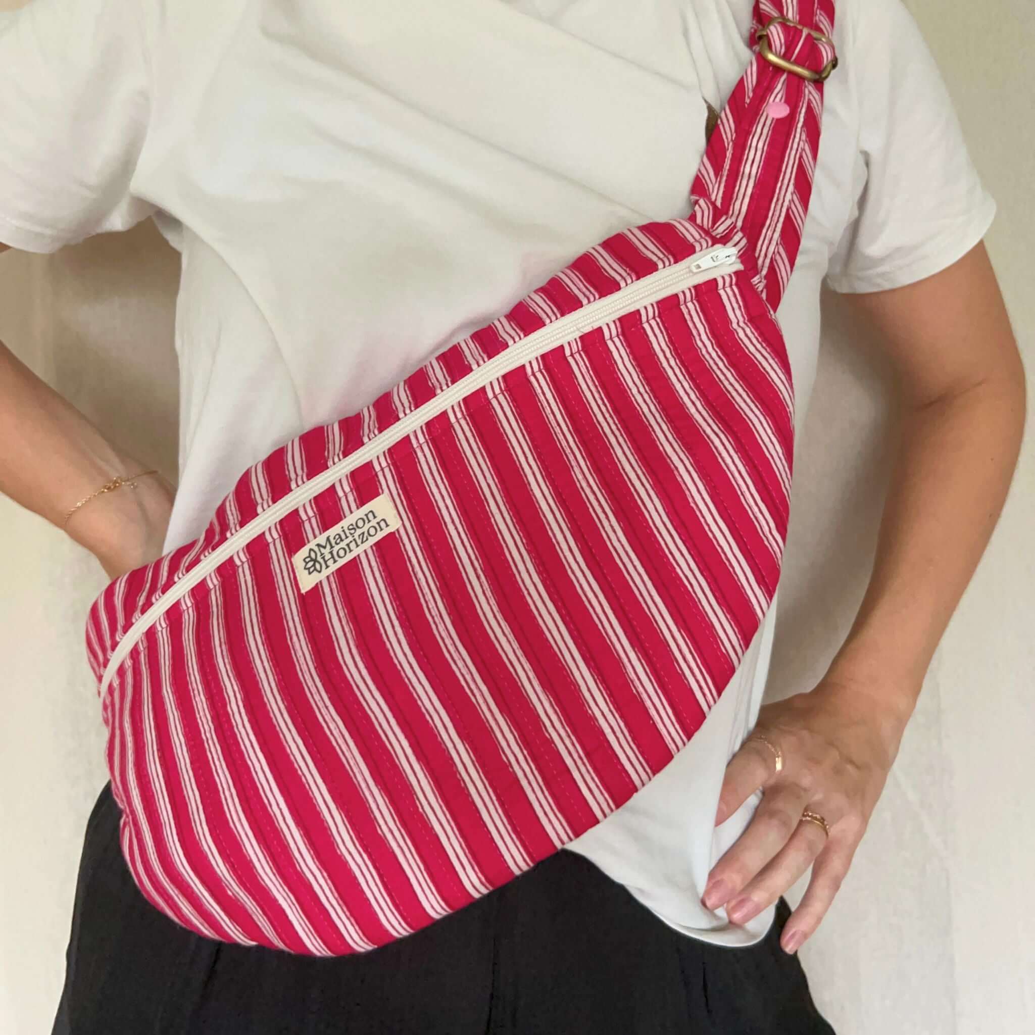 Sac Banane à Langer Kimi.BANA002.Couleur: Rose Rayé