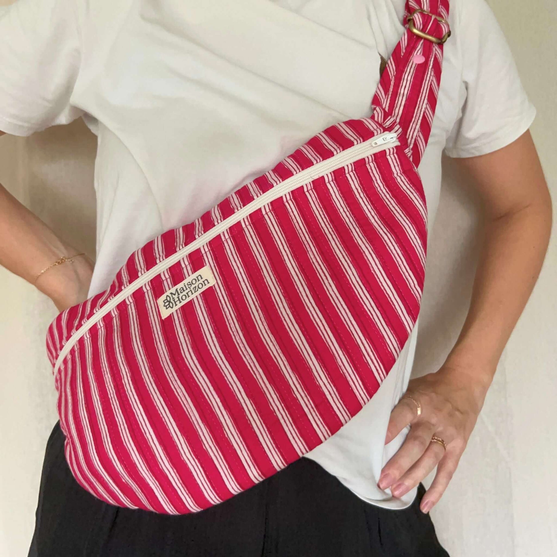 Sac Banane à Langer Kimi.BANA002.Couleur: Rose Rayé