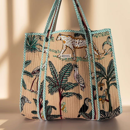 Sac Cabas réversible Deepa.TOTE005.Couleur: Jungle Beige