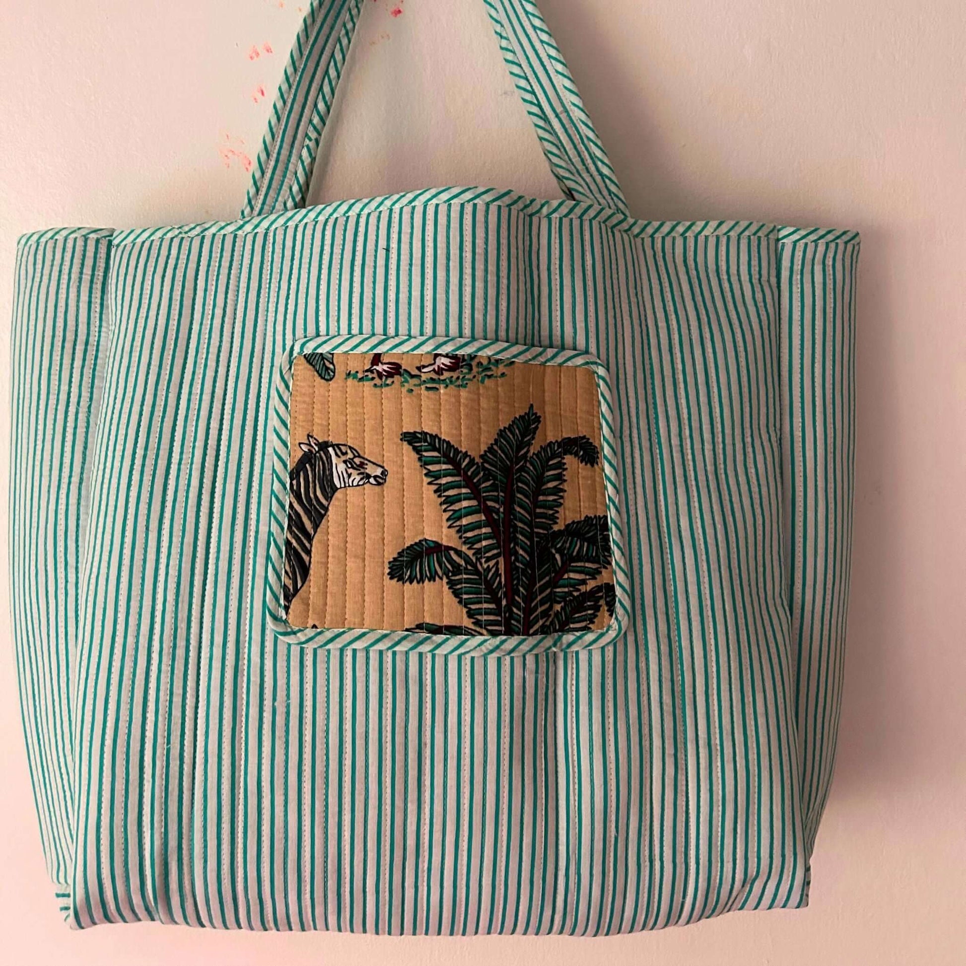 Sac Cabas réversible Deepa.TOTE058.Couleur: Jungle Ciel
