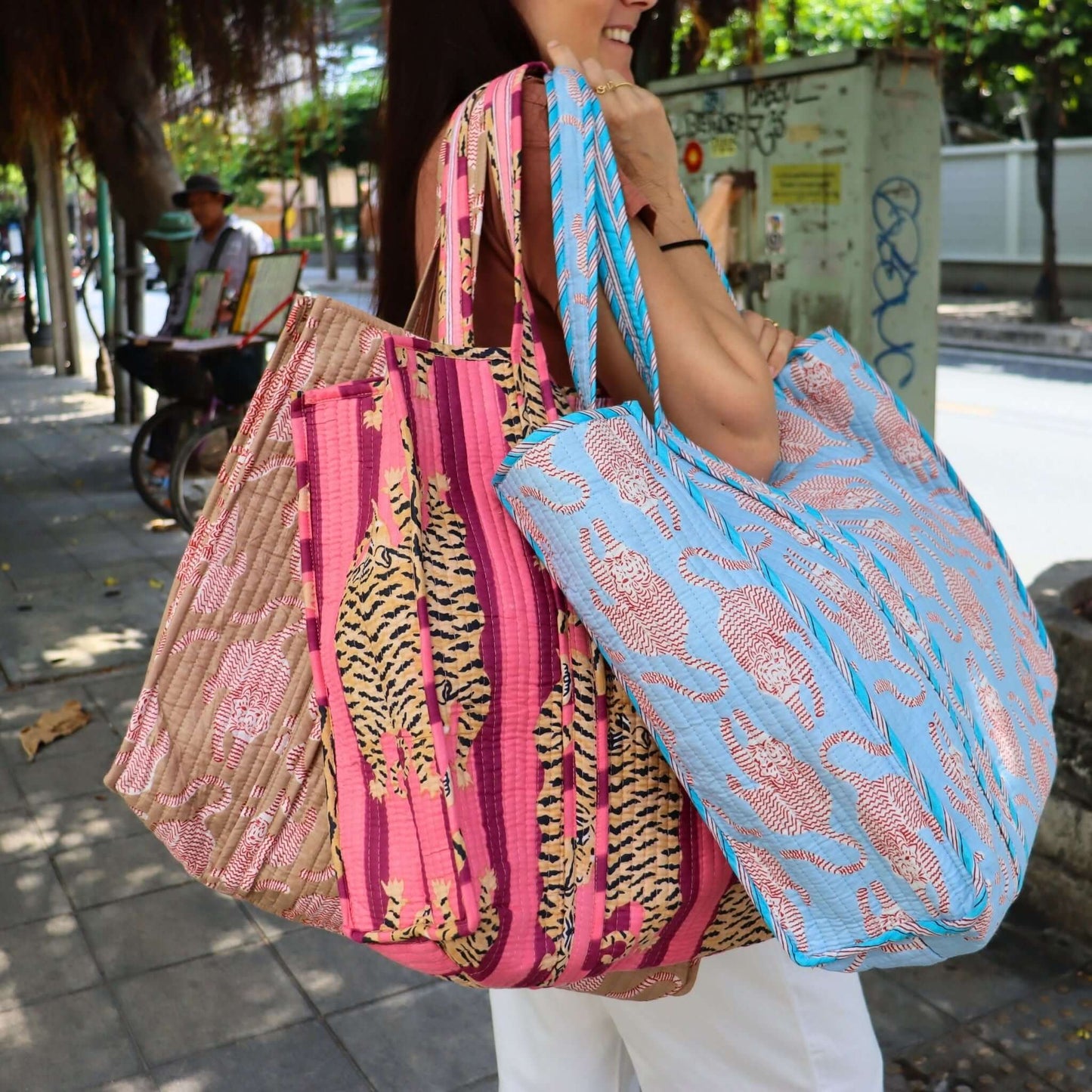 Sac Cabas réversible Deepa.TOTE058.Couleur: Jungle Ciel