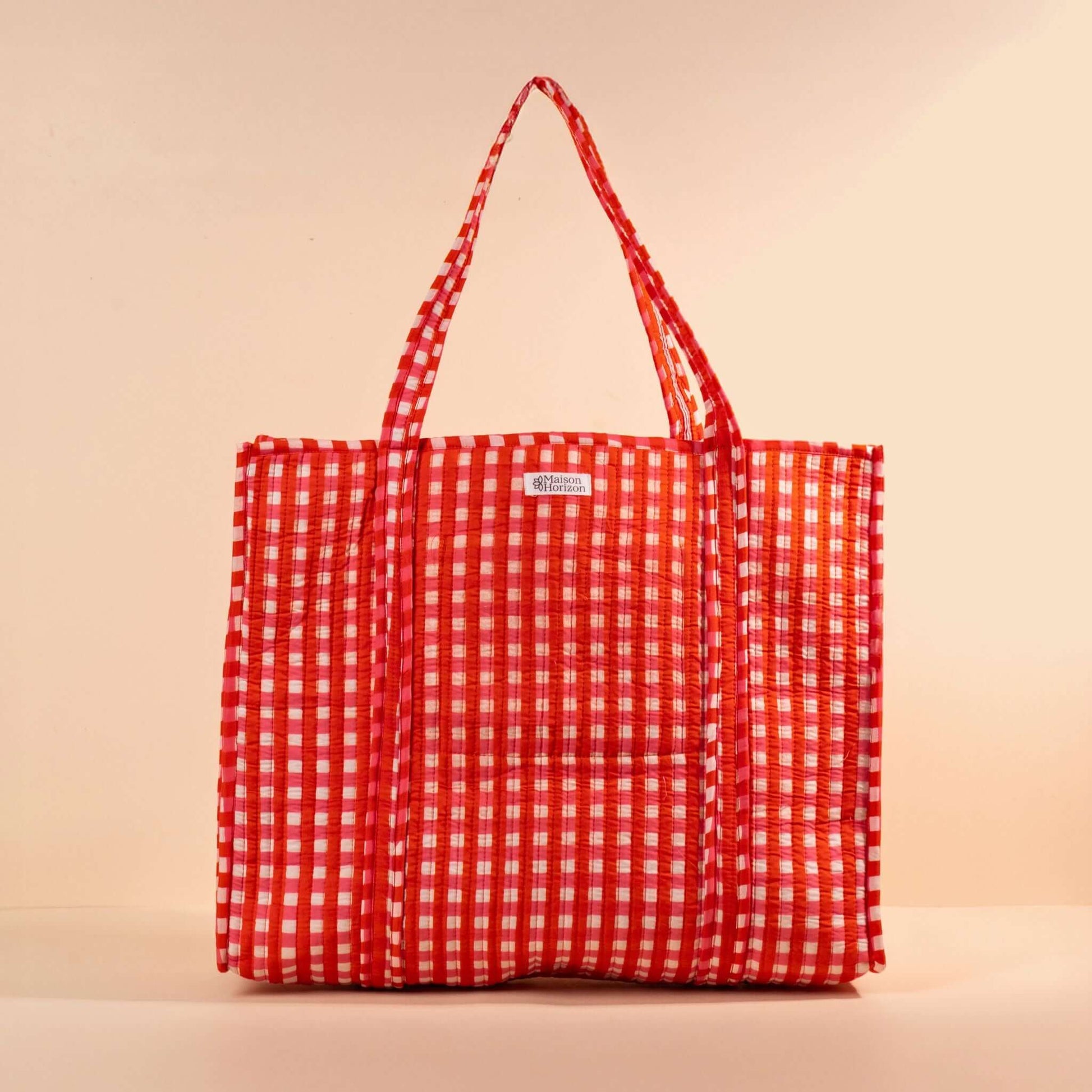 Sac Cabas réversible Deepa.TOTE051.Couleur: Vichy Cerise