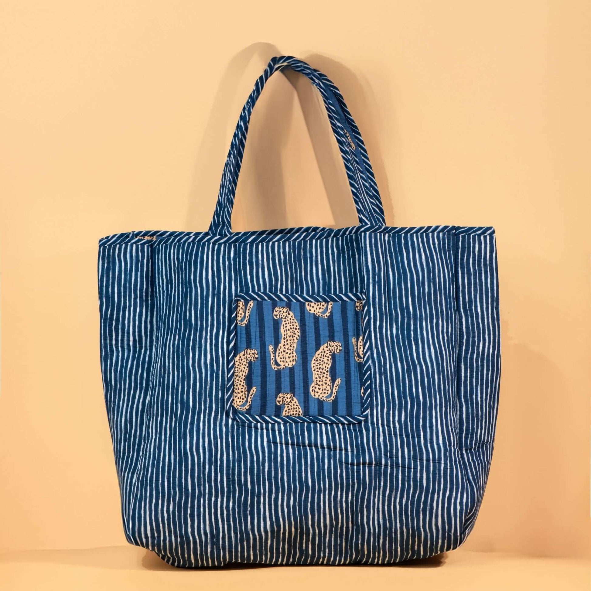 Sac Cabas réversible Deepa.TOTE058.Couleur: Jungle Ciel