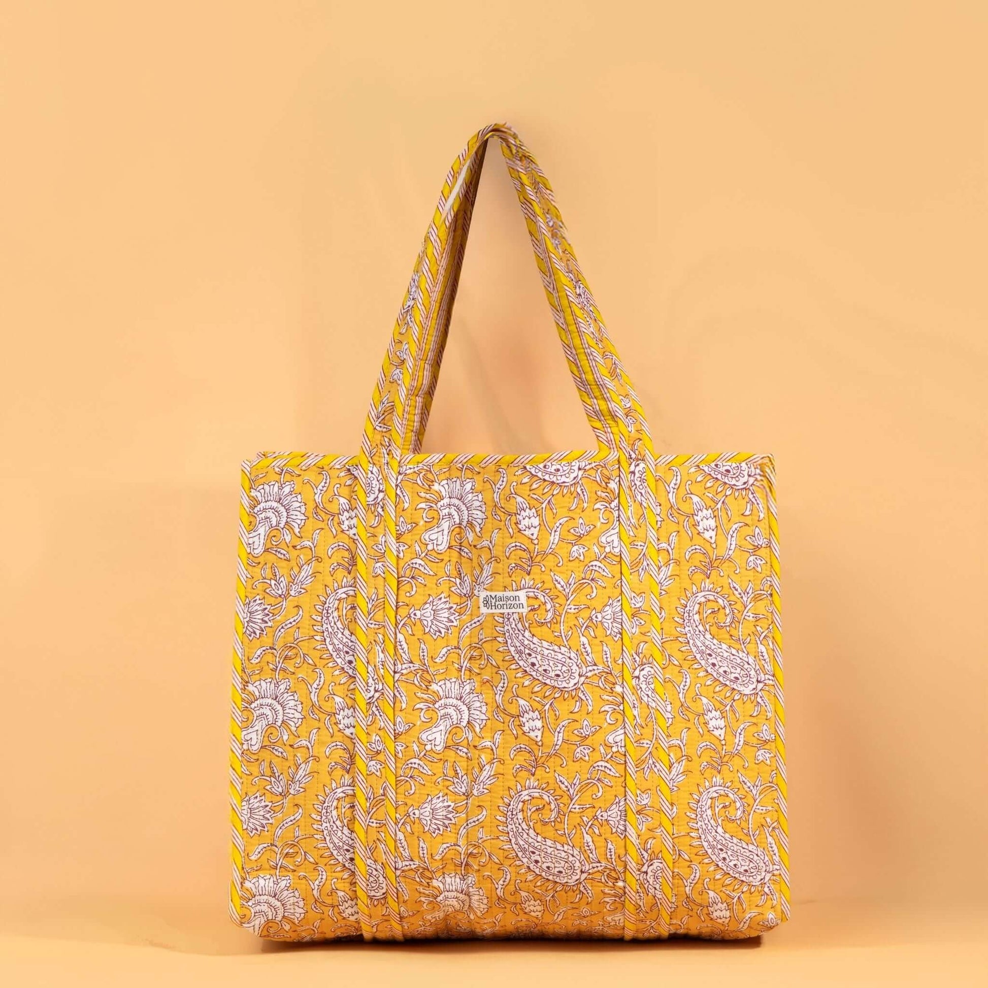 Sac Cabas réversible Deepa.TOTE007.Couleur: Jaune Floral