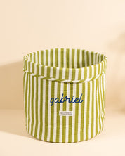 Panier de rangement décoratif Manila Rayures Vert Olive