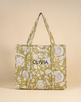 Sac Cabas réversible Deepa Light Kaki Floral