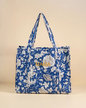 Sac Cabas réversible Deepa Bleu Imperial Floral