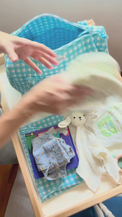 Sac à langer Sunee vichy bleu ciel