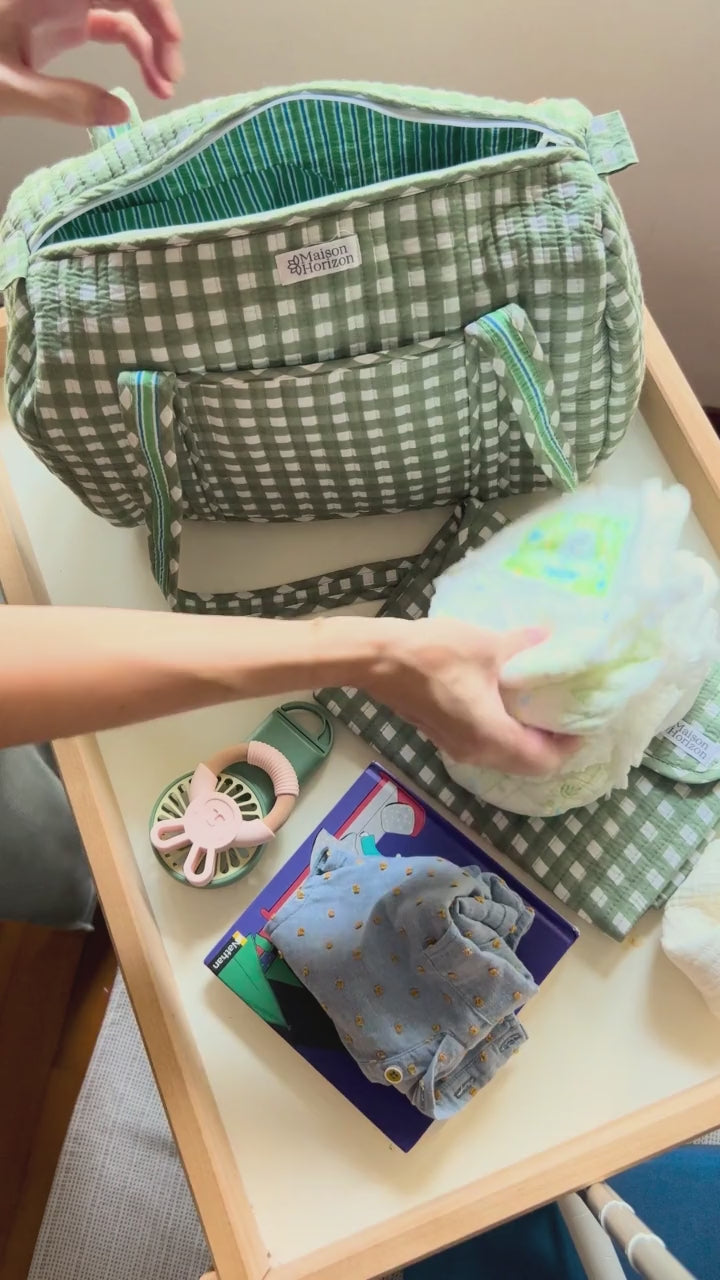 Sac à langer Sunee vichy kaki